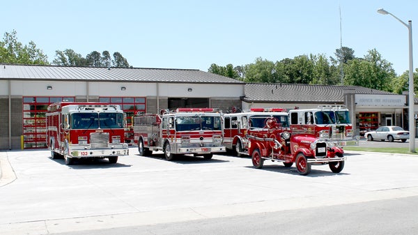 With the fully restored 1928 Ford Model A out front, Ahoskie Fire Department’s vehicles are parked at the squad’s new home on Dr. Martin Luther King Jr. Drive. Contributed Photo by Cindy Dilday