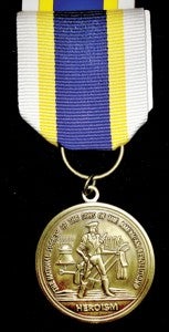 An up close view of the Medal for Heroism awarded to the two firemen. Contributed Photo