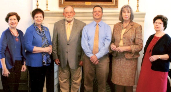 Shown here are members of the Murfreesboro Historical Commission and the editor of a book that promises to depict historical property in the town and Hertford County. From left are Lynette Bunch, Lynn Johnson, John B. Parker, Daniel Pezzoni (book editor) Majorie Way, and Erin Faile. Contributed Photo
