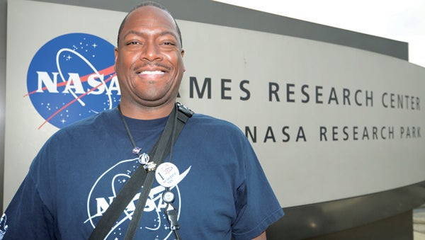 Bertie Middle School STEM instructor Darrell Walker poses outside the NASA Research Center in California.  This summer Walker will be the only North Carolina educator participating in a space-science workshop in Houston, Texas. Contributed Photo