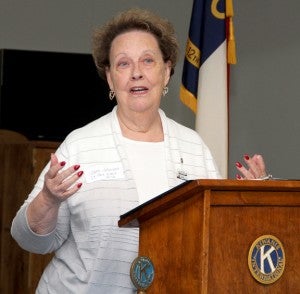 Jane Johnson of Edenton, Lt. Gov. Elect for Kiwanis Division 15 and 16, provided the keynote remarks at the 90th anniversary celebration. Staff Photo by Cal Bryant