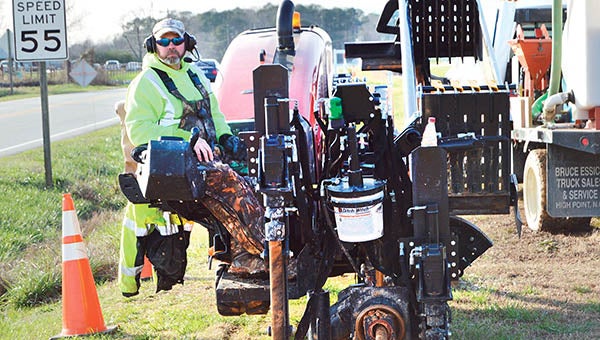 A “Ditch Witch” operator works to open up a trench along NC 561 near Frazier’s Crossroads (west of Ahoskie) where cables will be installed as part of Roanoke Electric Cooperative’s multi million-dollar fiber optic network project. | Contributed Photo